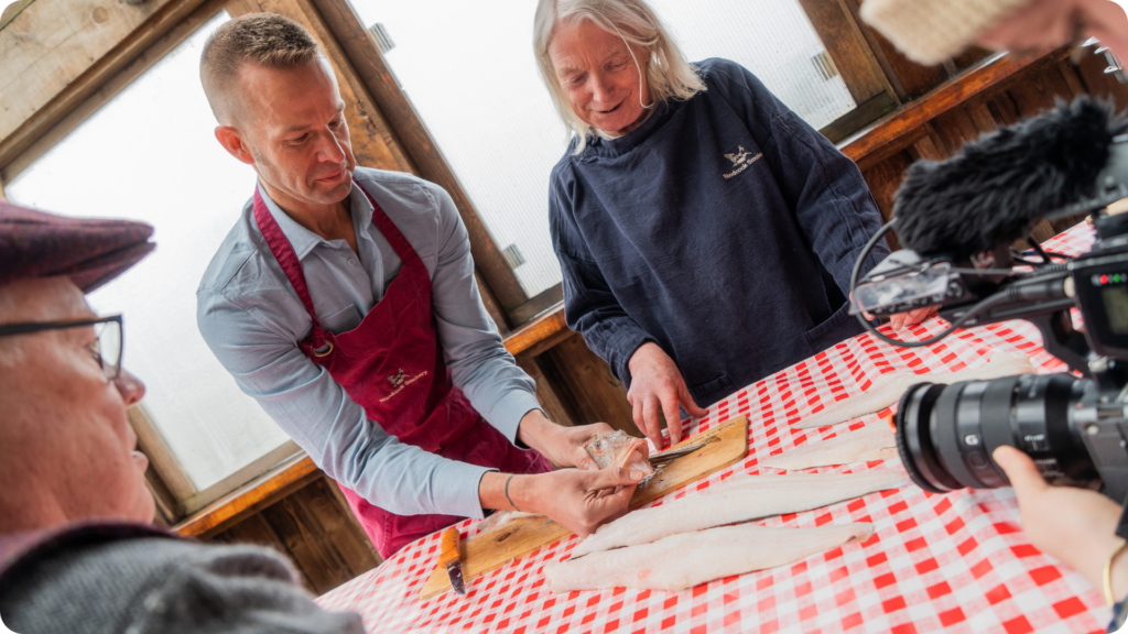 chef corso filming a cooking segment in cork ireland for his tv show outdoor eats